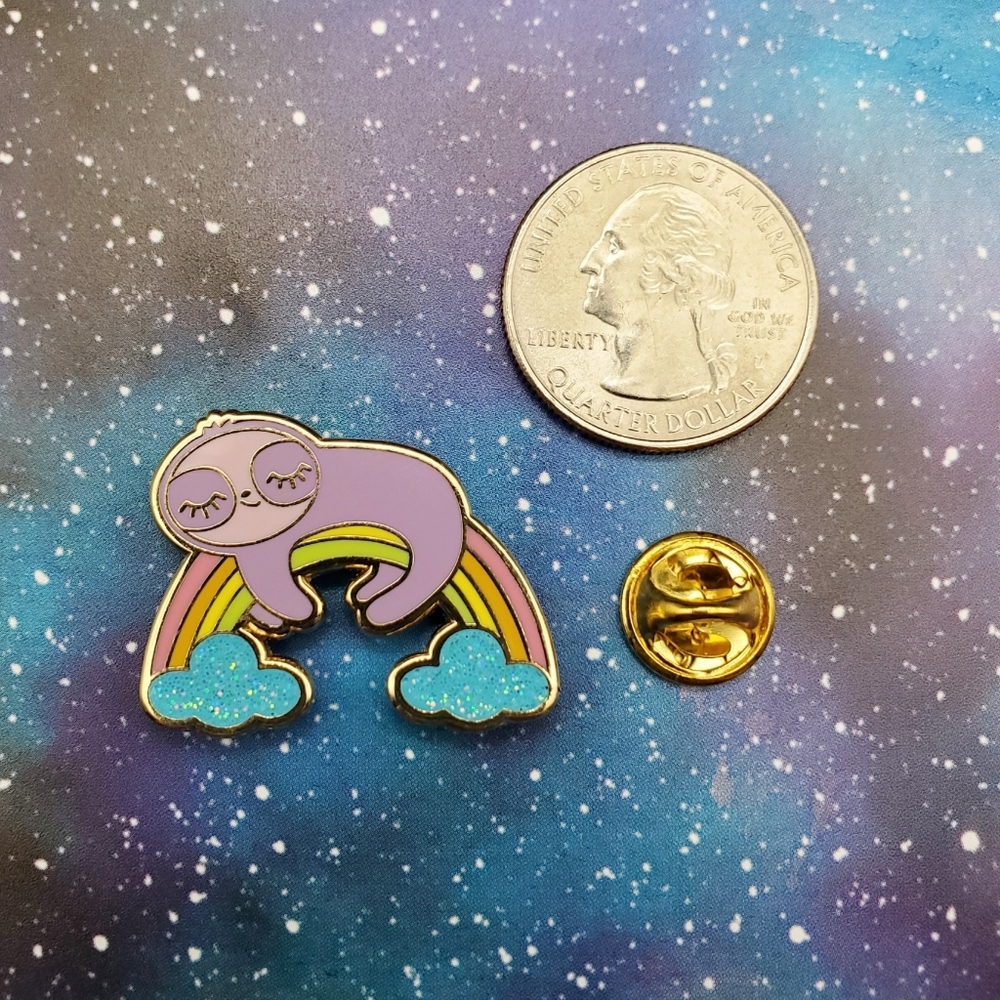 Sloth On A Rainbow Enamel Pin - Picture 2 of 3